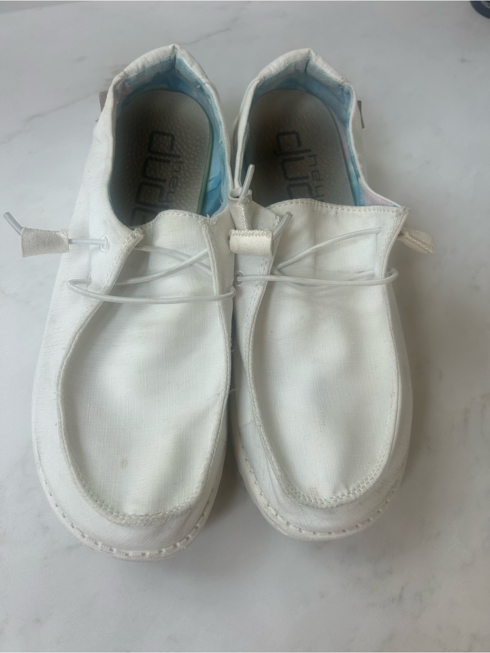 Hey Dude White Canvas Slip-On Sneakers